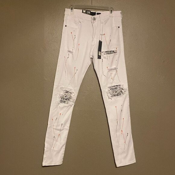 Waimea Distressed Paint Splatter Skinny Jeans Size 30 - Picture 1 of 12